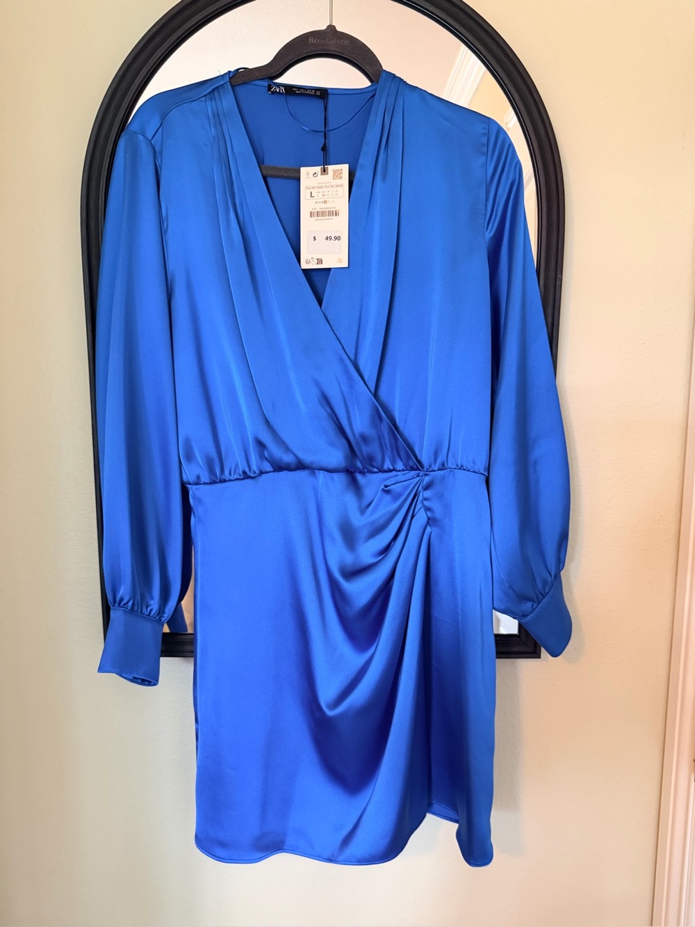 Zara Cobalt Blue Satin Wrap Dress